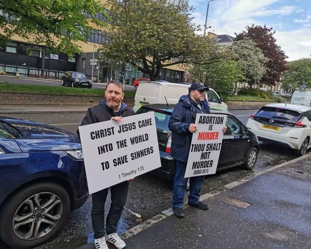 Anti-abortion protesters outside the Sandyford Clinic on Wednesday (Photo: Provided by Back Off Scotland).