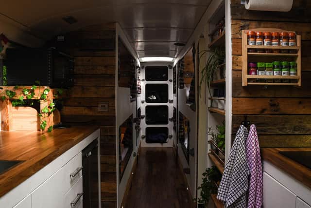 Angus and his dad renovated the American school bus to a luxury hostel on wheels (The Bonnie Camper)
