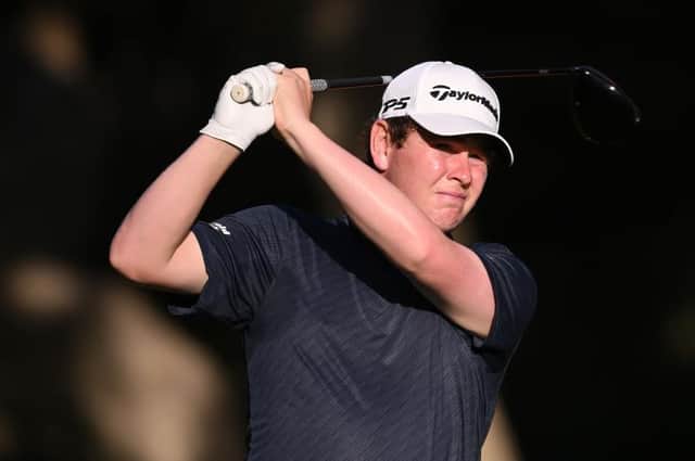 Bob MacIntyre tees off the 11th hole during day two of the Estrella Damm N.A. Andalucía Masters at Real Club Valderrama in Cadiz. Picture: Ross Kinnaird/Getty Images.
