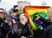 Trans rights' activists at George Square in Glasgow. Picture: Lisa Ferguson