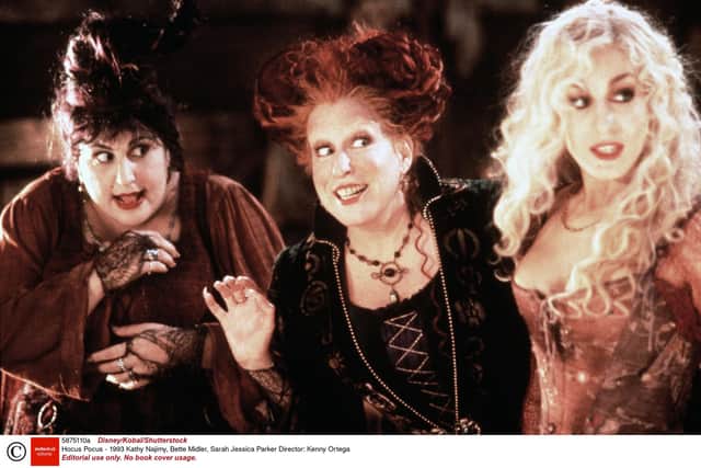 Kathy Najimy, Bette Midler, Sarah Jessica Parker in Hocus Pocus, which came out in 1993 and is 30 years old this year.