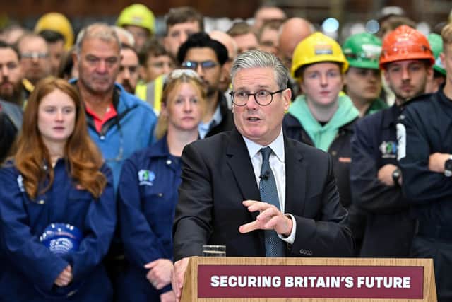 Prime Minister Sir Keir Starmer speaks during a visit to BAE Systems in Govan, Glasgow, to launch the strategic defence review. Picture: Andy Buchanan/PA Wire