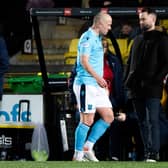 Skipper Charlie Adam looks unhappy as he is substituted before the hour mark during Dundee's 2-0 defeat to Livingston  (Photo by Mark Scates / SNS Group)