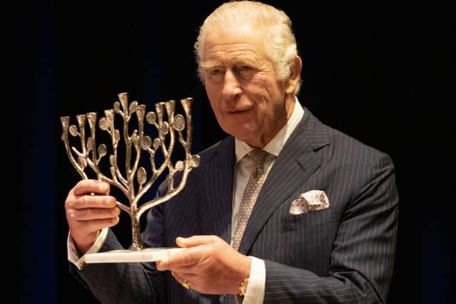 King Charles III during a visit to the JW3 Jewish community centre in London as the Jewish community prepares to celebrate Chanukah.
