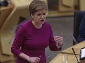 Nicola Sturgeon responds during First Minister's Questions at the Scottish Parliament