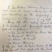 Jane Haining's handwritten will.