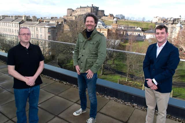 From left: Paddy, Chris and Gavin at Chroma Ventures' portfolio company Parsley Box's Quartermile headquarters in Edinburgh. Picture: contributed.