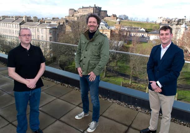 From left: Paddy, Chris and Gavin at Chroma Ventures' portfolio company Parsley Box's Quartermile headquarters in Edinburgh. Picture: contributed.