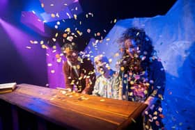 Christopher Jordan-Marshall, Gavin Whitworth and Emma Mullen in A History of Paper at the Traverse.