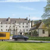 The mobile sauna - called 'Beyla' - outside historic Traquair House in the Tweed Valley. Picture by Phil Wilkinson