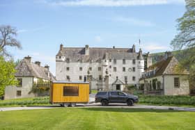 The mobile sauna - called 'Beyla' - outside historic Traquair House in the Tweed Valley. Picture by Phil Wilkinson