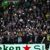 Celtic fans pay tribute to the Lisbon Lions on a night where their unstinting support even at the end of the 3-0 loss was an expression of the best of the club off the pitch.  (Photo by Craig Williamson / SNS Group)