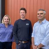 L:R Ace Aquatec chief sales and marketing officer, Tara Mcgregor-Woodhams; CEO Nathan-Pyne Carter & EMEA sales & partnership manager Costa Skotidas.