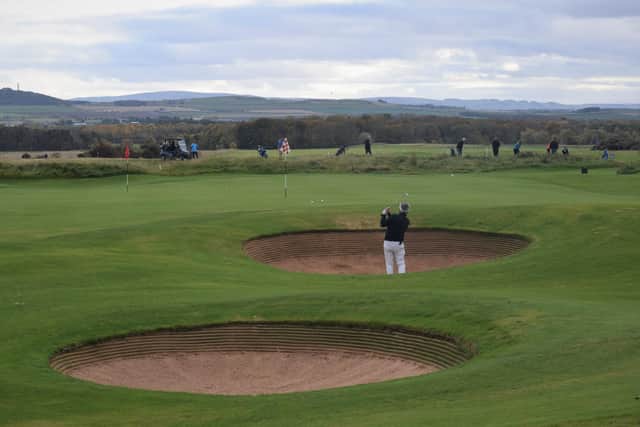 The new short-game zone at Gullane Golf Club features three bunkers and five pin flags.