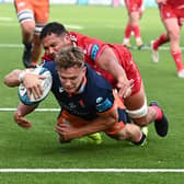 Edinburgh's Darcy Graham scores the first of his tries against Scarlets. Picture: Paul Devlin/SNS