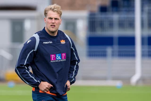 Duhan van Der Merwe during an Edinburgh Rugby training session at BT Murrayfield.