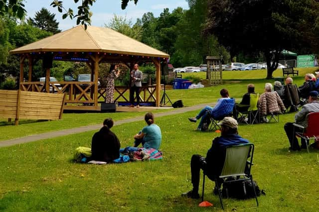 Lauren Samels and Daniel Boys in An Afternoon at the West End at Pitlochry Festival Theatre's new Bandstand venue PIC: Melanie Brockway