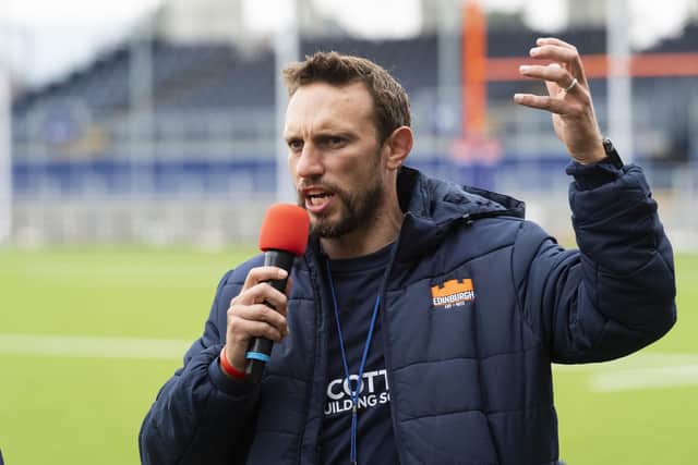 Head coach Mike Blair during Edinburgh Rugby's open training session at the DAM Health Stadium. (Photo by Mark Scates / SNS Group)
