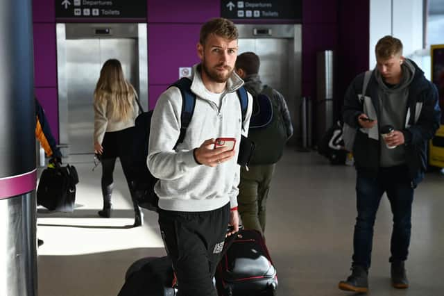 St Johnstone David Wotherspoon arrives at Edinburgh Airport ahead of the Canada squad announcement.