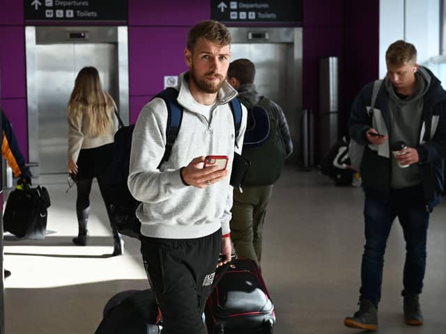 St Johnstone David Wotherspoon arrives at Edinburgh Airport ahead of the Canada squad announcement.