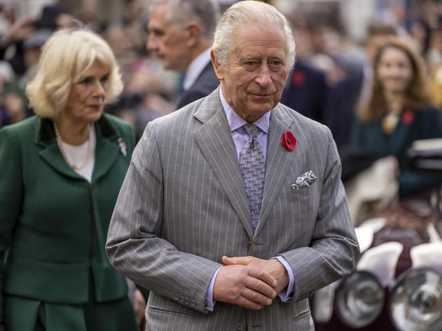 King Charles III and the Queen Consort on a walkabout to meet members of the public