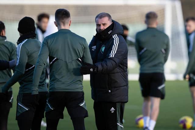 Celtic manager Ange Postecoglou takes a training session on Friday ahead of the match against Kilmarnock.  (Photo by Craig Williamson / SNS Group)
