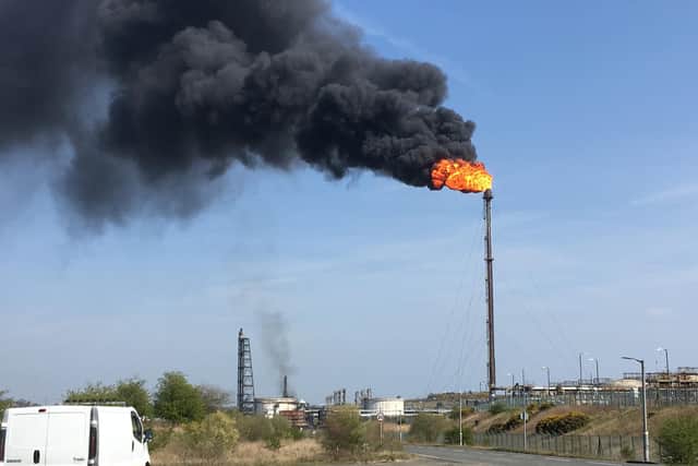 Unplanned flaring at Mossmorran petro chemical plant in Fife Sunday April 2019