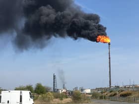 Unplanned flaring at Mossmorran petro chemical plant in Fife Sunday April 2019