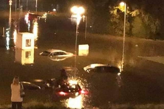 Cars at Victoria Hospital were completely submerged. Pic: Annie Blair.