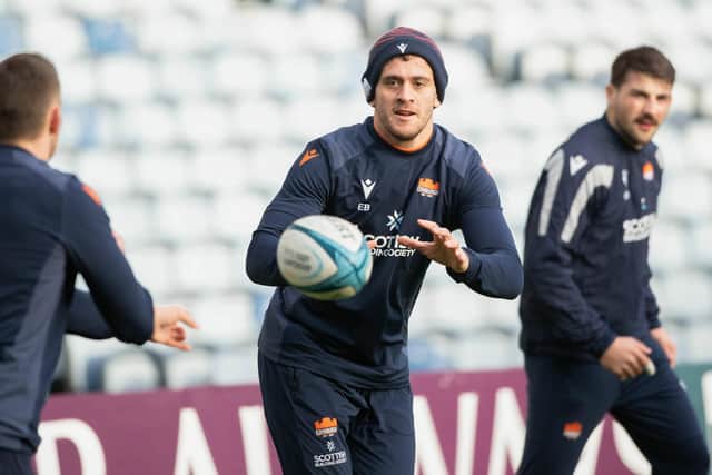 Emiliano Boffelli during an Edinburgh training session at BT Murrayfield, on Thursday.  (Photo by Paul Devlin / SNS Group)