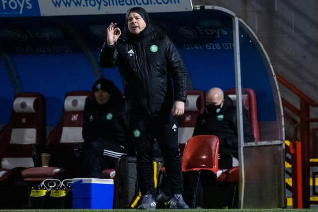 Celtic manager Neil Lennon during his side's impressive 3-0 win over Hamilton Accies in atrocious conditions (Photo by Craig Williamson / SNS Group)