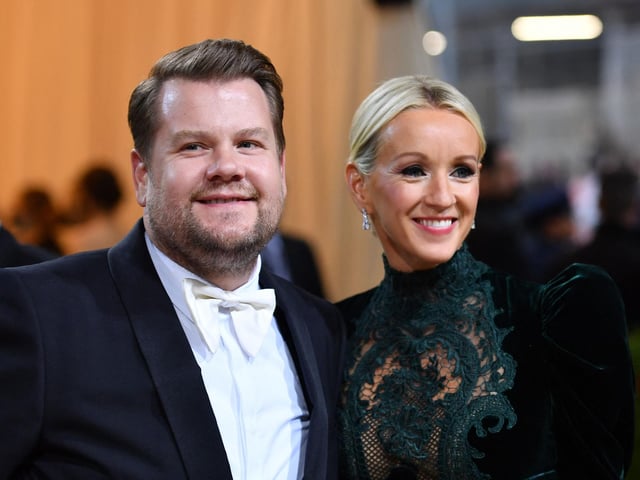 British actor and TV host James Corden and his wife Julia Carey arrive for the 2022 Met Gala at the Metropolitan Museum of Art on May 2, 2022, in New York. Photo by ANGELA WEISS/AFP via Getty Image