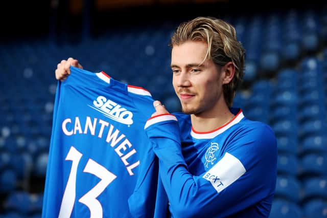 Todd Cantwell is unveiled as a Rangers player at Ibrox.