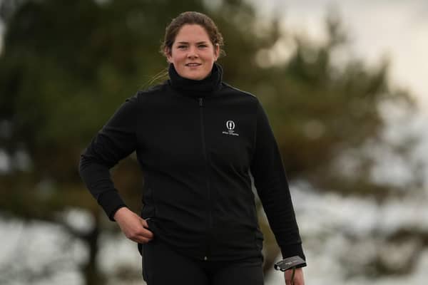 Milngavie's Lorna McClymont pictured during the Helen Holm Scottish Women's Open Championship at Troon earlier in the year. Picture: Scottish Golf.