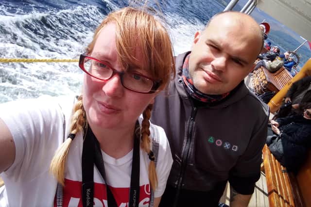 Karen Mulligan and her husband Andrew were knocked down steps by the collision. Picture: Karen Mulligan
