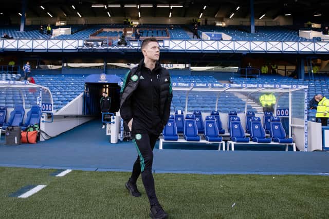 Celtic's Callum McGregor pre-match before the cinch Premiership Old Firm clash between Rangers and Celtic at Ibrox. Celtic legend Pat Bonner has touted the captain for player of the year after his role in the match.  (Photo by Craig Williamson / SNS Group)