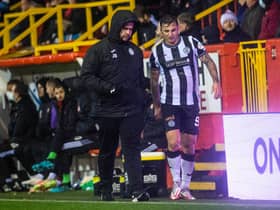 Eamonn Brophy comes off injured during a cinch Premiership match between Aberdeen and St Mirren.