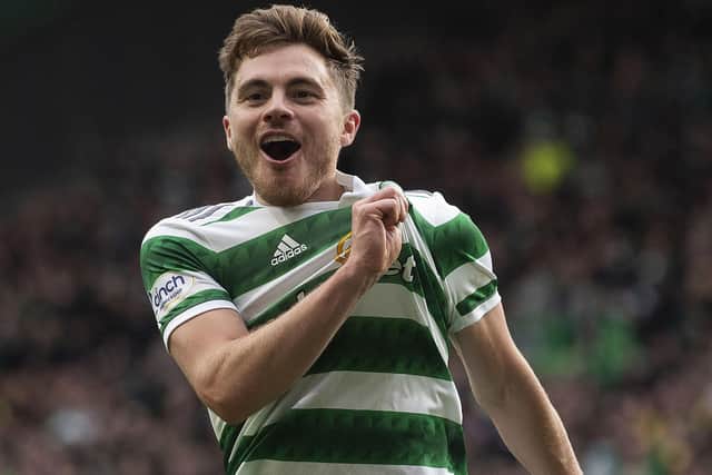 Celtic winger James Forrest scored a hat-trick on his first start of the season to take his overall club tally to 100 goals. (Photo by Craig Foy / SNS Group)