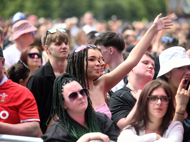 Crowds at the Transmt Festival at Glasgow Green in Glasgow.