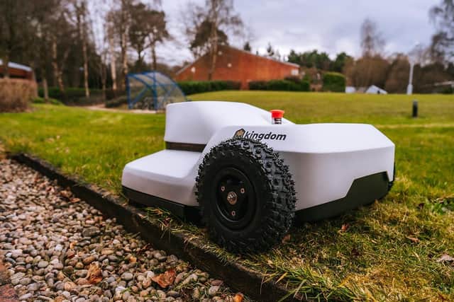 Glasgow-based tech business Kingdom Technologies develops autonomous robotic lawn mowers for commercial customers requiring large areas of grass to be mown.