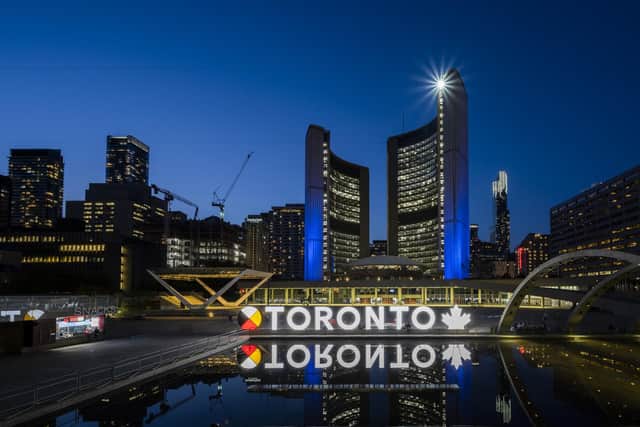 The 3D TORONTO sign in Nathan Phillips Square, one of the stop-offs on our city bike tour. Picture: City of Toronto.
