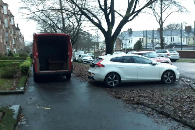 A van blocking a pavement in Glasgow this week. (Picture: The Scotsman)