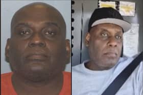 This image provided by the New York City Police Department shows a Crime Stoppers bulletin displaying photos of Frank R. James, who has been identified by police as the renter of a U-Haul van possibly connected to the Brooklyn subway shooting, in New York, Tuesday, April 12, 2022. Police Chief of Detectives James Essig said investigators weren't sure whether James had any link to the subway attack. (Courtesy of NYPD via AP)