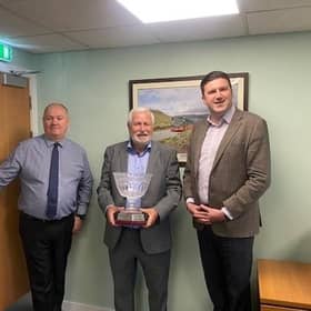L-R:  David Beaton Managing Director for Highlands and Paul Fogg, Green Road Manager with Peter Knight Managing Director for Bluebird.