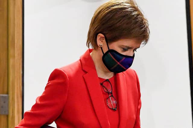 Nicola Sturgeon arriving to give evidence to the Committee on the Scottish Government Handling of Harassment Complaints, at Holyrood yesterday.