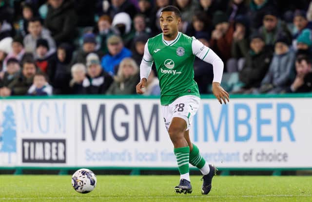 Hibs midfielder Allan Delferriere during the 2-2 draw with Ross County at Easter Road. (Photo by Ross Parker / SNS Group)