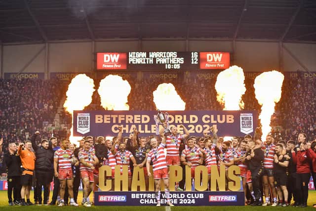 Wigan Warriors celebrate their World Club Challenge victory
