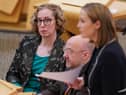 Scottish Green party co-leaders Patrick Harvie and Lorna Slater listen as Net-Zero Secretary Mairi McAllan ditches the Scottish Government's 2030 emissions reduction target (Picture: Andrew Milligan/PA)