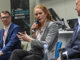 Jan Robertson enthuses over the Scottish life sciences sector’s export potential at last week’s event. Picture: Phil Wilkinson