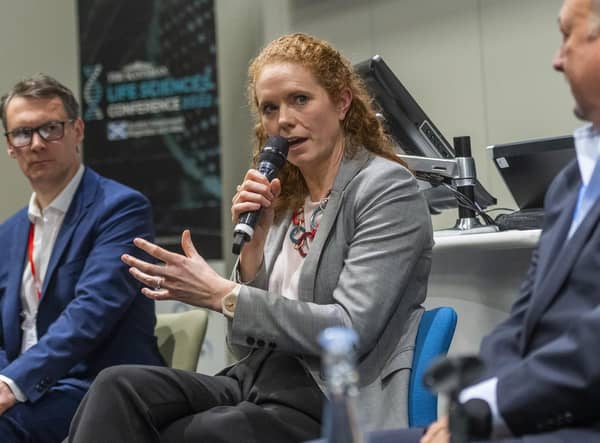 Jan Robertson enthuses over the Scottish life sciences sector’s export potential at last week’s event. Picture: Phil Wilkinson